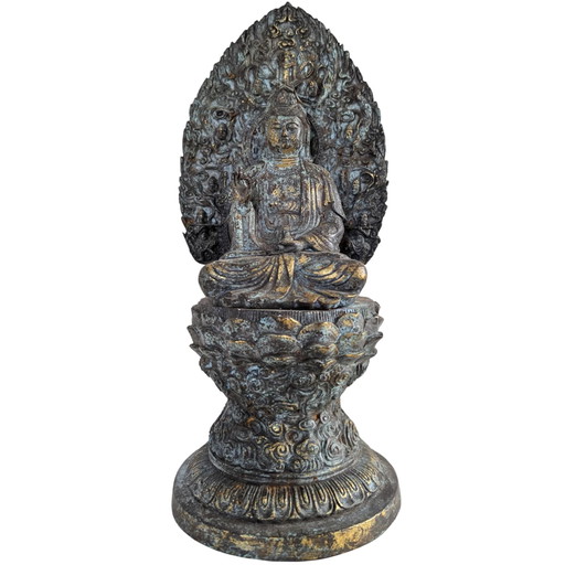 La Patrona della Compassione – Guanyin Cinese Monumentale su Base di Loto – 36.5 cm – 3.5 kg
