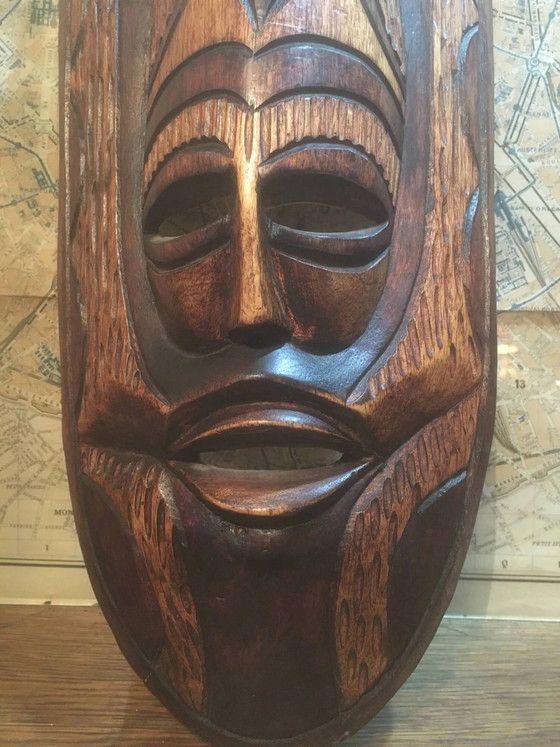 African wooden mask – Wall decoration, Vintage (photo 3 of 10)