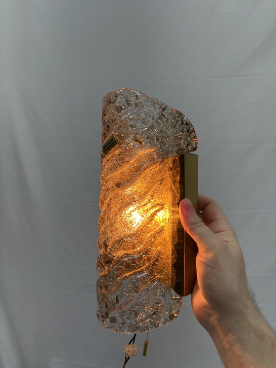 Image 1 of Ensemble vintage de lampes murales en verre de Murano et laiton Kaiser Leuchten