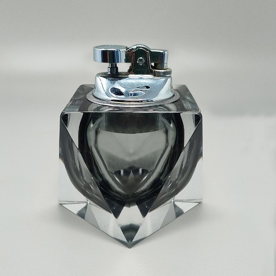 Image 1 of Briquet de table exceptionnel des années 1960 en verre Sommerso de Murano, signé Flavio Poli pour Seguso