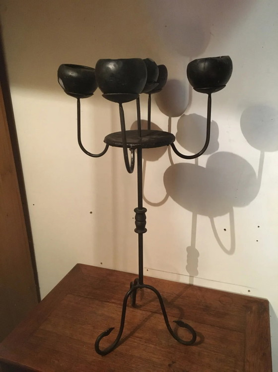 Candelabro 5 candele in ferro battuto – Portacandele, Vintage (photo 2 of 12)