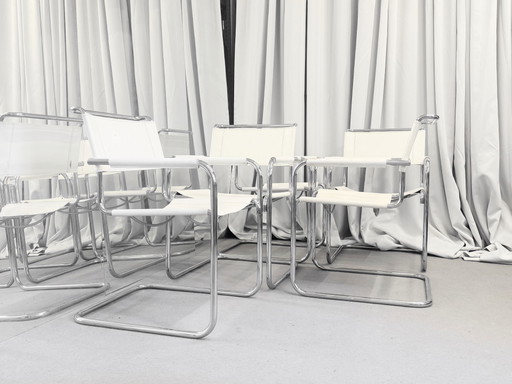 1/5 Thonet S34 Sedia a sbalzo in pelle Poltrona Sedia Bauhaus Bianca
