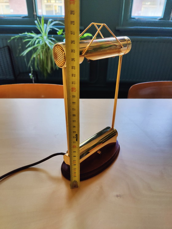 Image 1 of Trapezio banker's lamp by Cattaneo from the 1970s in brass, Italy