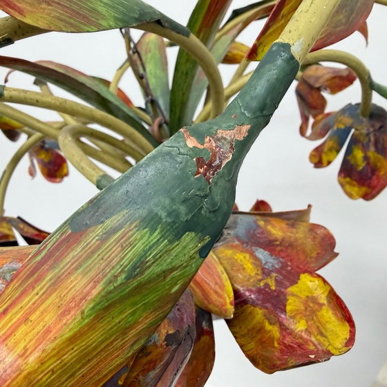 Lustre floral, tulipes en métal multicolore, Rouge, Vintage (photo 9 sur 14)
