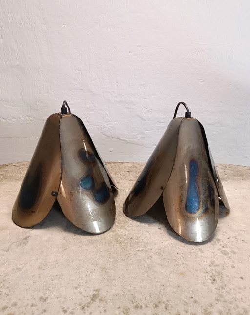 Set di 2 lampade a sospensione in metallo a forma di fiore
