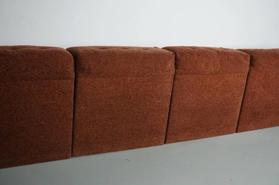 Image 1 of Vintage brown bouclé modular sofa, 1970s, 5 elements