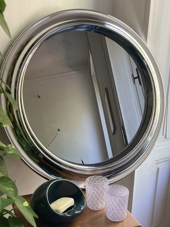 Image 1 of Large mirror with space age chrome frame