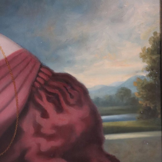 Image 1 of Ritratto di giovane donna, olio su tela, Italia, XIX secolo