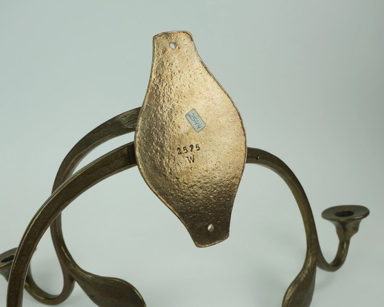 Image 1 of portacandele da parete in bronzo brutalista della metà del secolo scorso con 3 bracci girevoli anni '60-'70