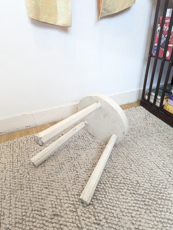 Image 1 of Brutalist white wooden milking stool