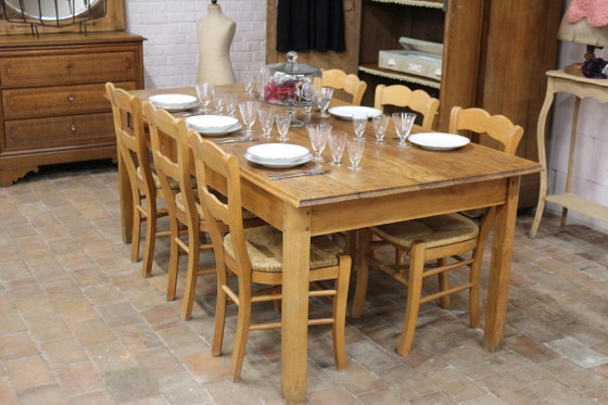 Antique Country Dining Table – Wood, Brass (photo 3 of 8)