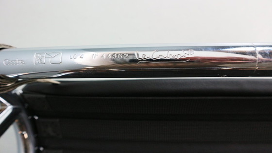 Image 1 of Black leather LC4 chaise longue by Le Corbusier for Cassina, 1980s