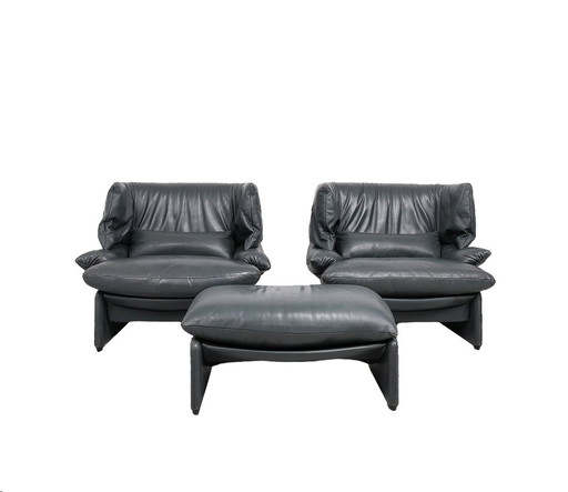 Cassina Portovenere Set Fauteuils Met Hocker