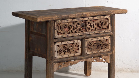 Consola china antigua con calados tallados – China, c. 1900 – Wood (photo 3 of 40)