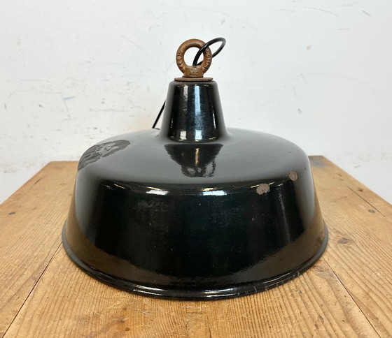 Image 1 of Black Enamel Industrial Pendant Lamp, 1950s