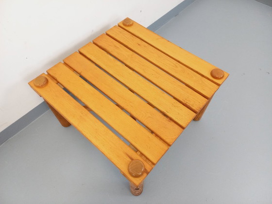 Image 1 of Vintage square coffee table in solid pine from the 70s and 80s