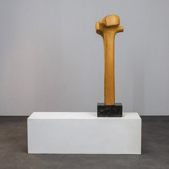 Image 1 of Abstrakte biomorphe Skulptur aus geschnitztem Holz und Stein, 1970er Jahre