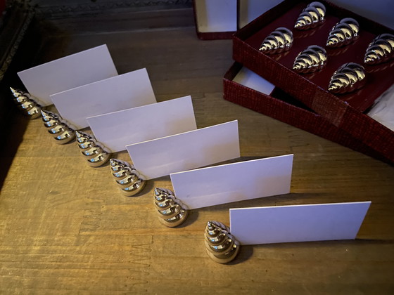 Image 1 of Set of 12 vintage shell-shaped place card holders