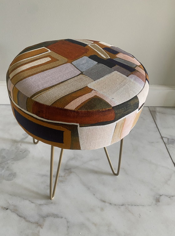 Image 1 of Recycled stool upholstered with designer fabric