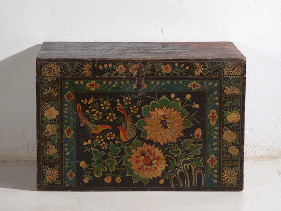 Antique painted Chinese trunk in pine wood – China, circa 1900 – Storage cabinet (photo 30 of 40)