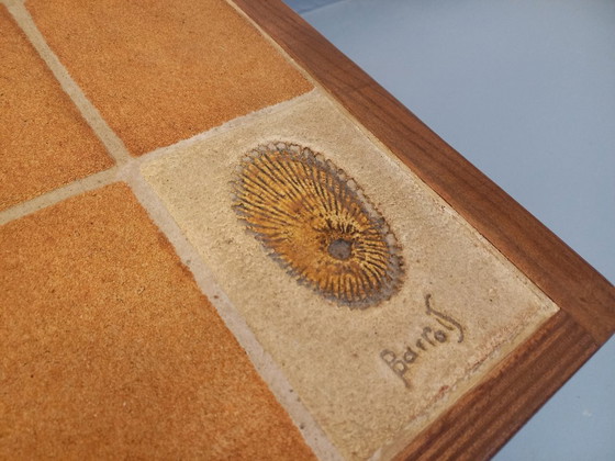 Image 1 of Barrois comma-shaped coffee table with vintage shell motifs in wood and Vallauris ceramic from the 1960s and 70s