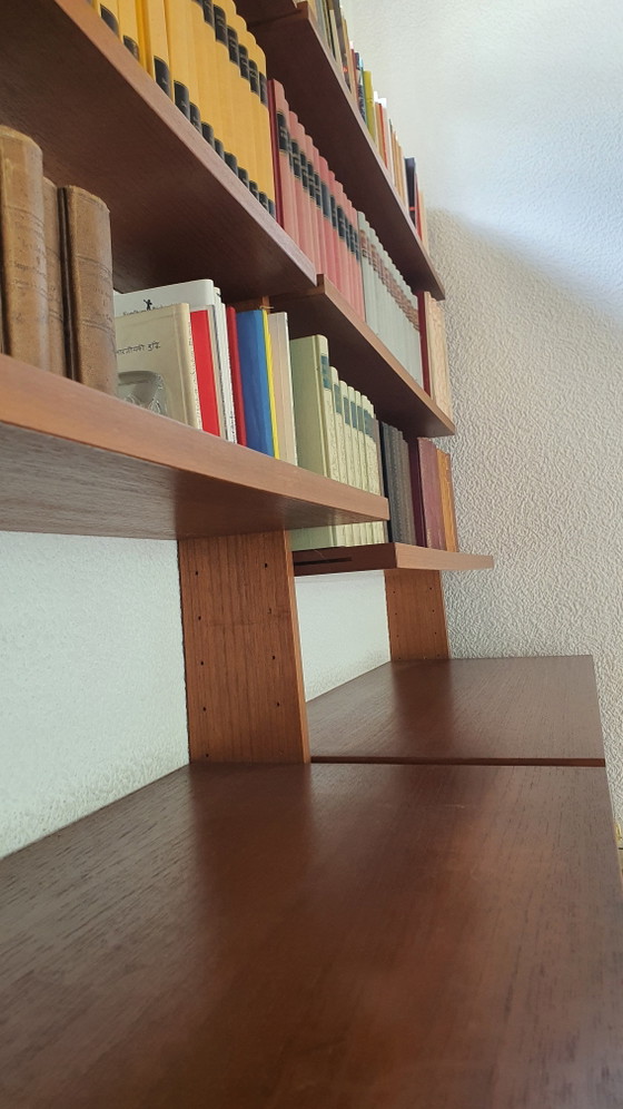 Large mid-century shelving system “Wall I” by Dieter Wäckerlin for Behr, 1950s – Shelving unit, Wood (photo 8 of 8)