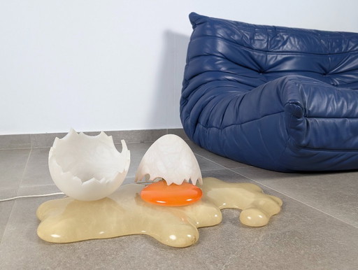 Marco Ricciardi Broken Egg Alabaster Table Lamp Sculpture, Italy, 1980s