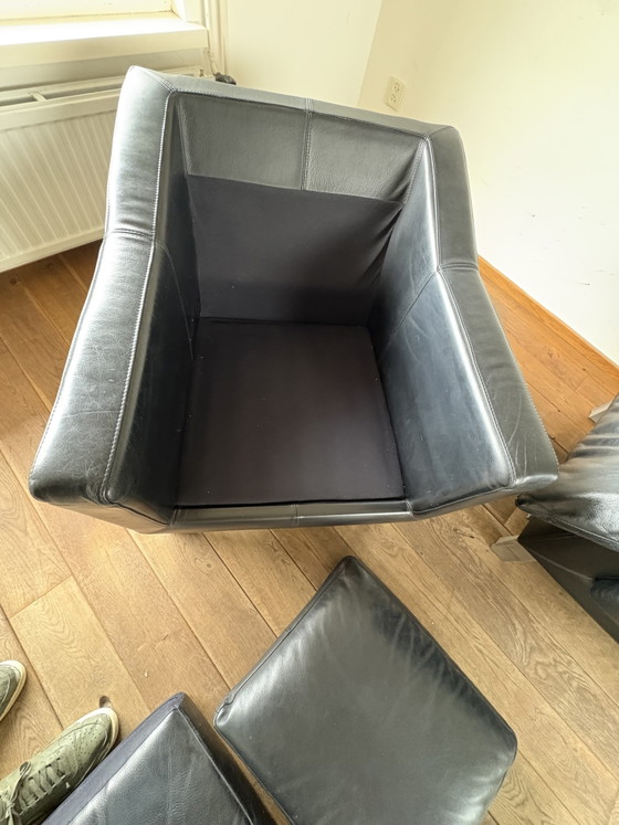 Leolux 2-Sitzer-Sofa Leder schwarz, Set mit 2 Sesseln – Leather, Metal (photo 7 of 15)