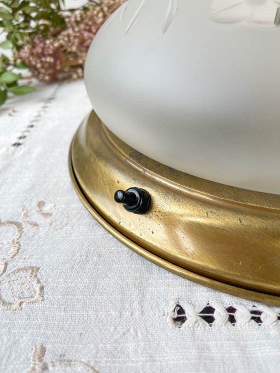 Image 1 of Vintage Globe Lamp in Art Deco Gesneden Glas