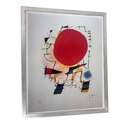 Original Lithographie Iii - Die rote Sonne - Joan Miró - 1972
