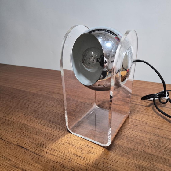 Vintage Space Age Chrome Acrylic Table Lamp Eyeball Gino Sarfatti – Ging Sarfatti (photo 8 of 10)
