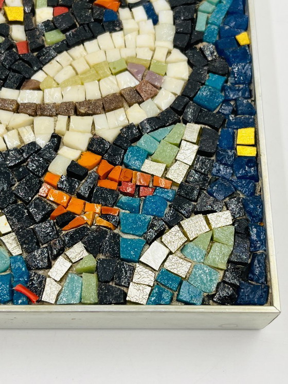 Image 1 of Gerahmtes italienisches Mosaik eines Vogels in Ravenna mit byzantinischen Einflüssen