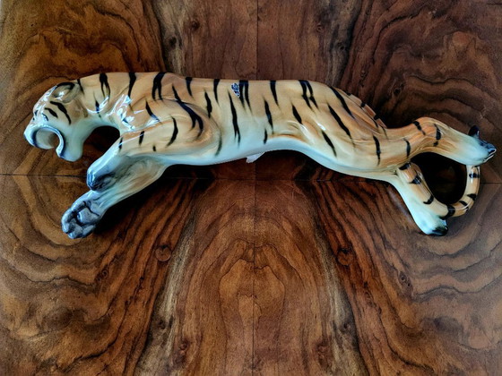 Image 1 of Tijger beeld wandecoratie keramiek, Cortendorf ceramic, Julius Griesbach S., West Germany, jaren 60