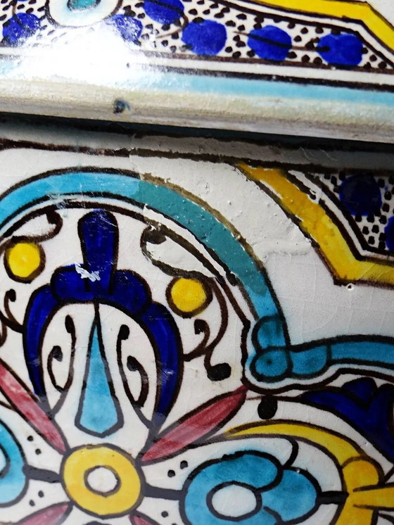 Large ancient jobana from Fes in polychrome faience, Morocco 20th century., Crockery, Porcelain, Brown (photo 10 of 17)