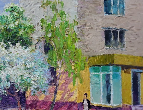 Original Oil Painting City Motif Spring Walk Around the City – Paintings & Drawings, Canvas (photo 5 of 7)