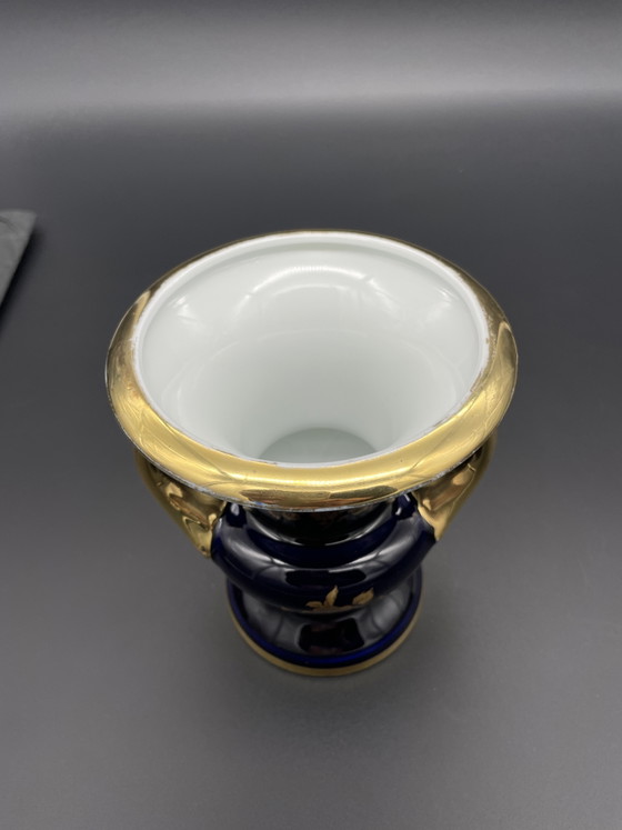 Royal Porzellan Bavaria KPM Handled Vase Real Cobalt Gold Decor 13.5 cm – Porcelain (photo 6 of 10)