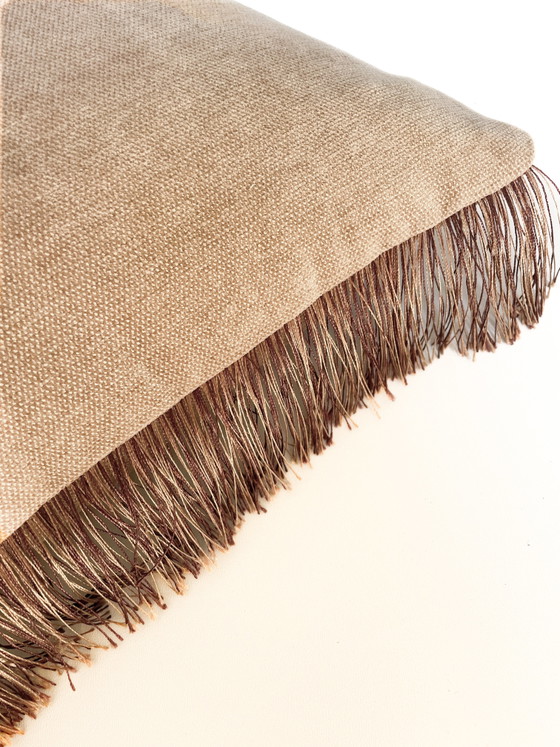 Image 1 of Handmade decorative cushion with fringes
