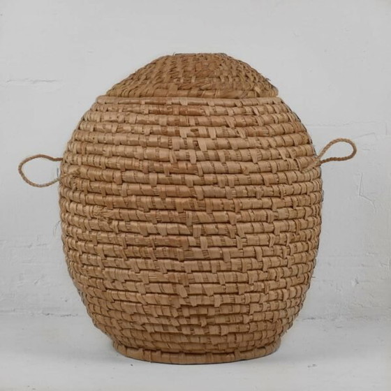 Rotan mand met antieke deksel (ca. 1930) – Decoratieve objecten, Wicker (photo 11 of 15)