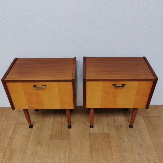 Image 1 of Vintage Mid - Century Nightstands, Side Cabinets, Side Tables Set Price