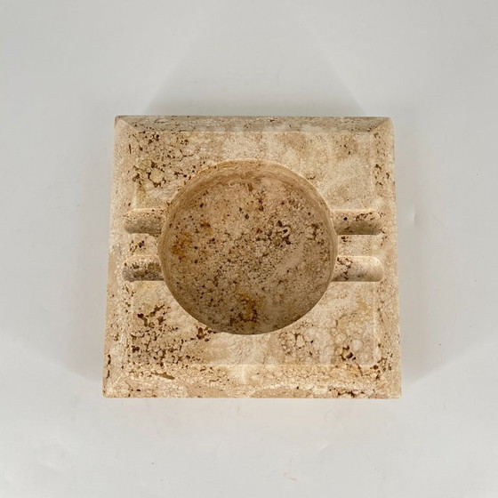 Image 1 of Cerri Nestore Travertine Ashtray / Paper Pocket – Italy, 1970s