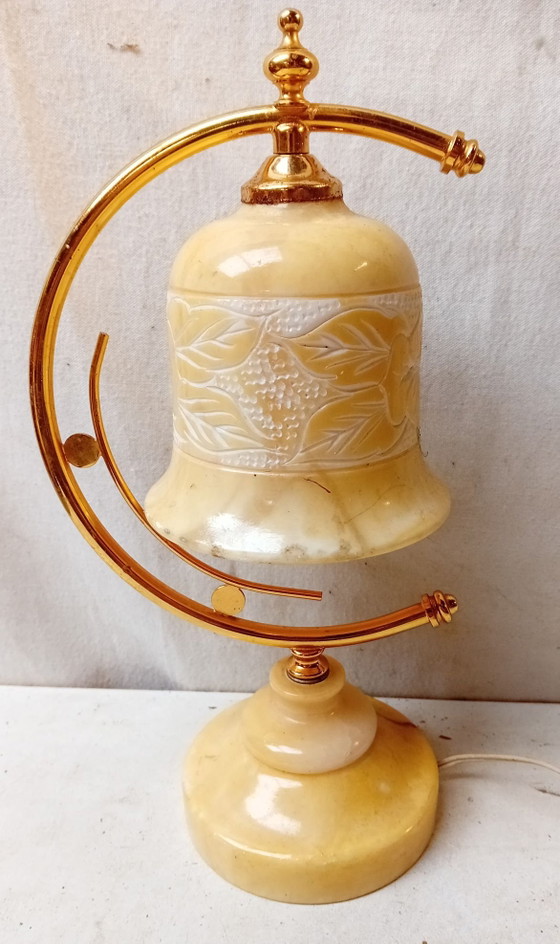 Vintage Albasten Bellamp – Verlichting, Metaal, Steen (photo 5 of 6)