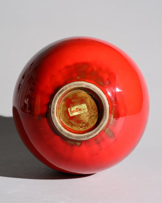 Image 1 of Vase monumental en céramique émaillée rouge Ernestine Cannon pour Ernestine Salerno, Italie