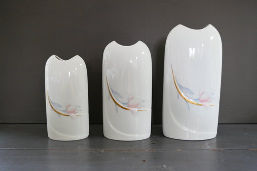 Vintage set of 3 vases Vohenstrauss Johann Seltmann