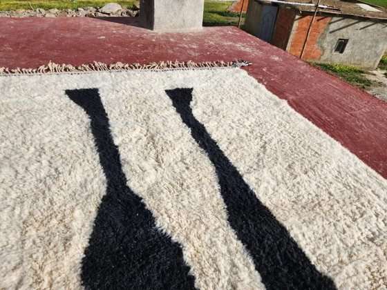 Beni Ouarain Berber rug in cream with black pattern 300x200 cm – natural wool – Rugs & carpets, Cotton (photo 8 of 12)