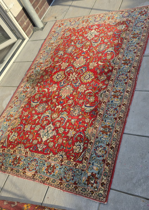 Antiek zijden tapijt Ghom Perzisch tapijt 210x135cm handgeknoopt