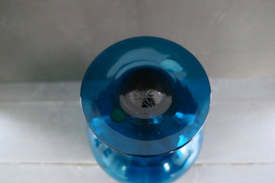 Vintage Empoli Turquoise Glass Vase on Base (photo 7 of 9)