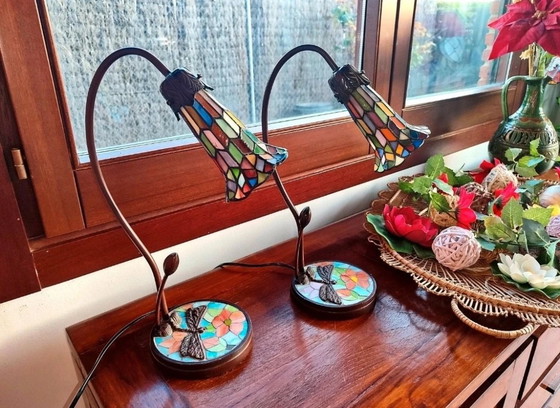 Conjunto de Lámparas de Sobremesa Estilo Tiffany con Diseño de Libélula – Lámparas de mesa, Crystal (photo 13 of 14)