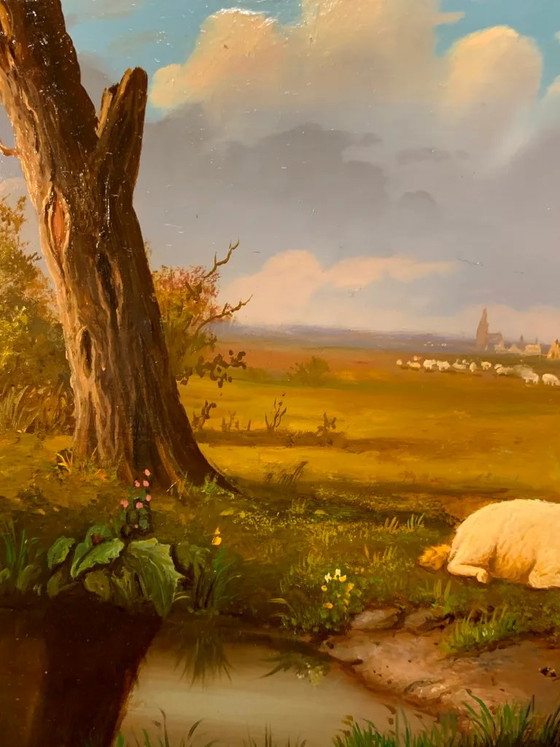 Table "Sheep on pasture". – Paintings & Drawings, Wood (photo 4 of 6)