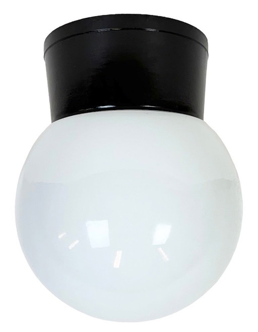 Applique ou plafonnier vintage en bakélite brune avec verre opalin, années 1960