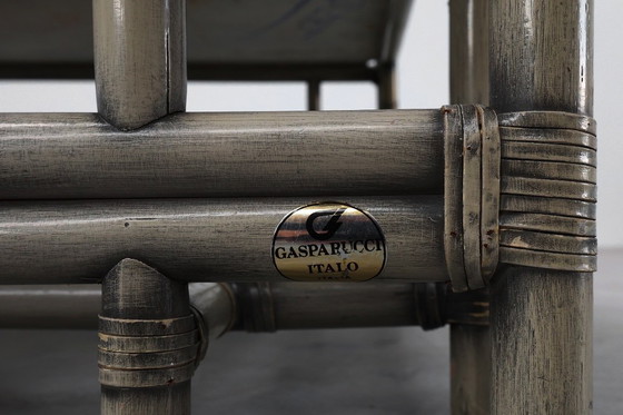 Image 1 of Large wicker coffee table "Attila" with marble top by Gasparucci Italy